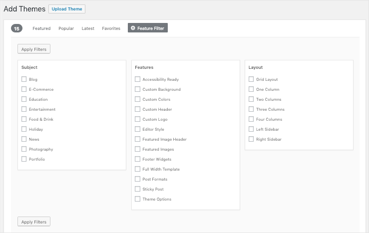 Select your WordPress Theme